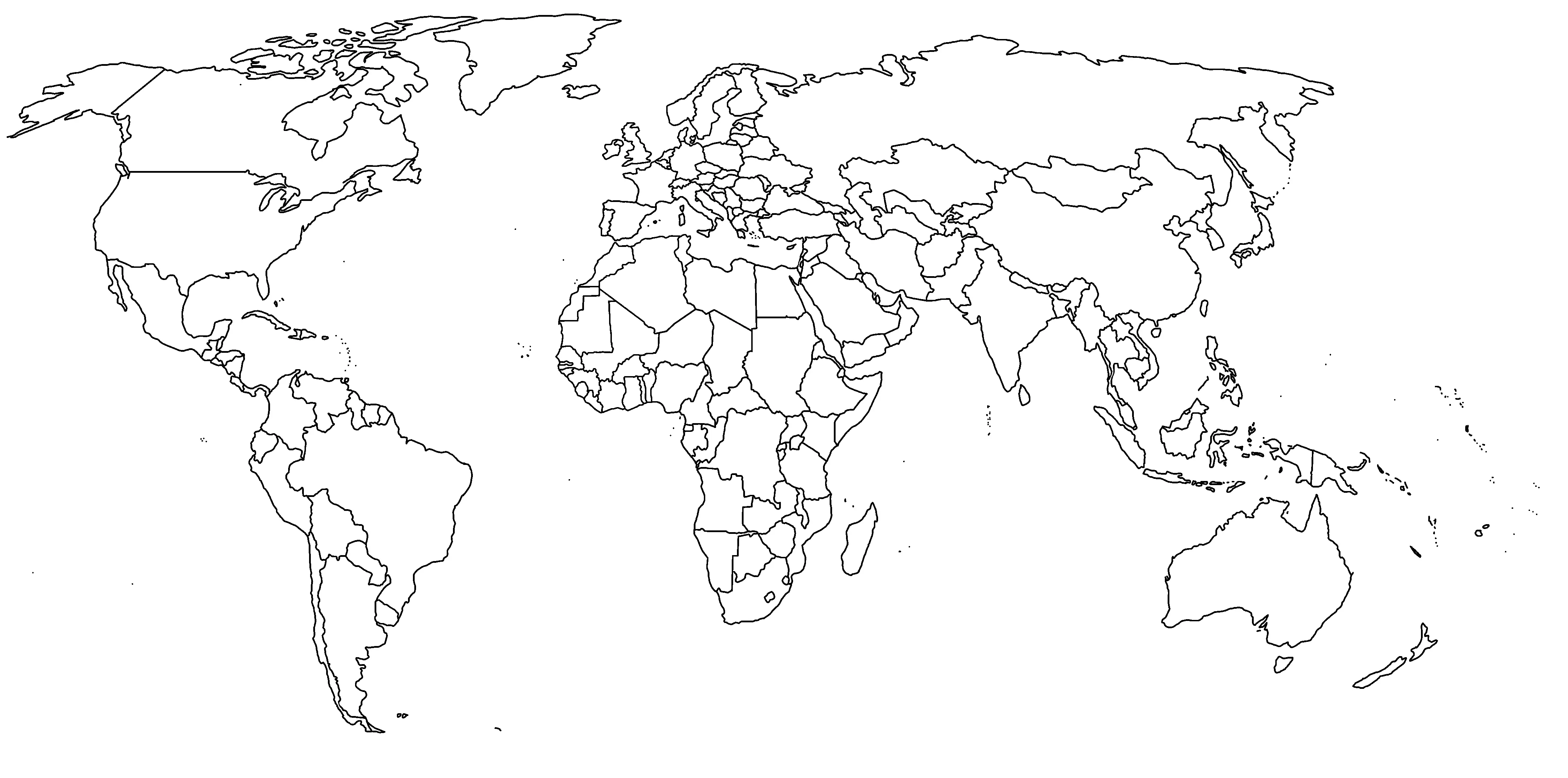 Carte du monde vierge avec frontières