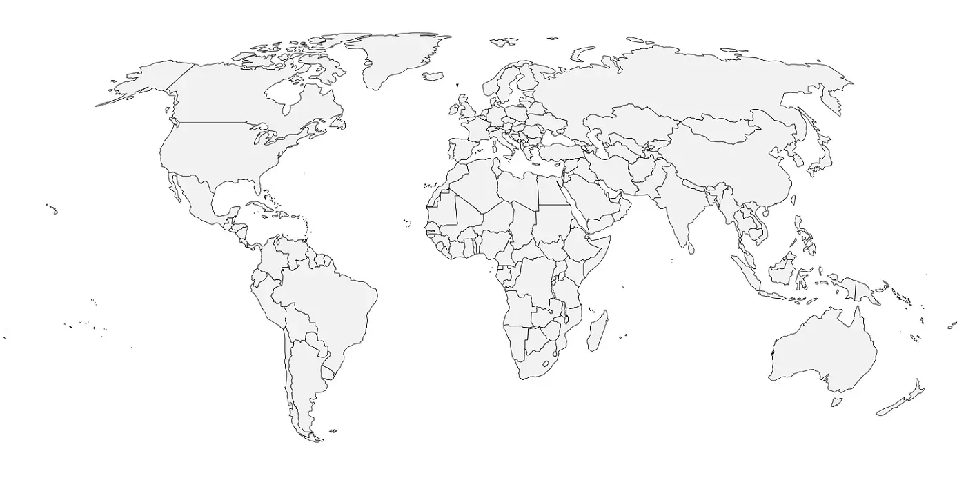 Carte du monde vide à imprimer