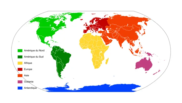 Carte cinq continents