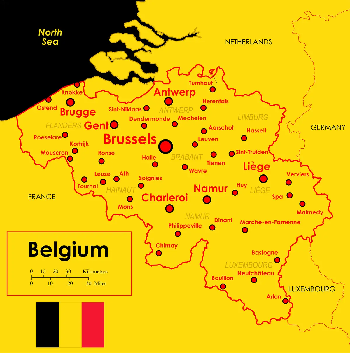 Carte Belgique villes