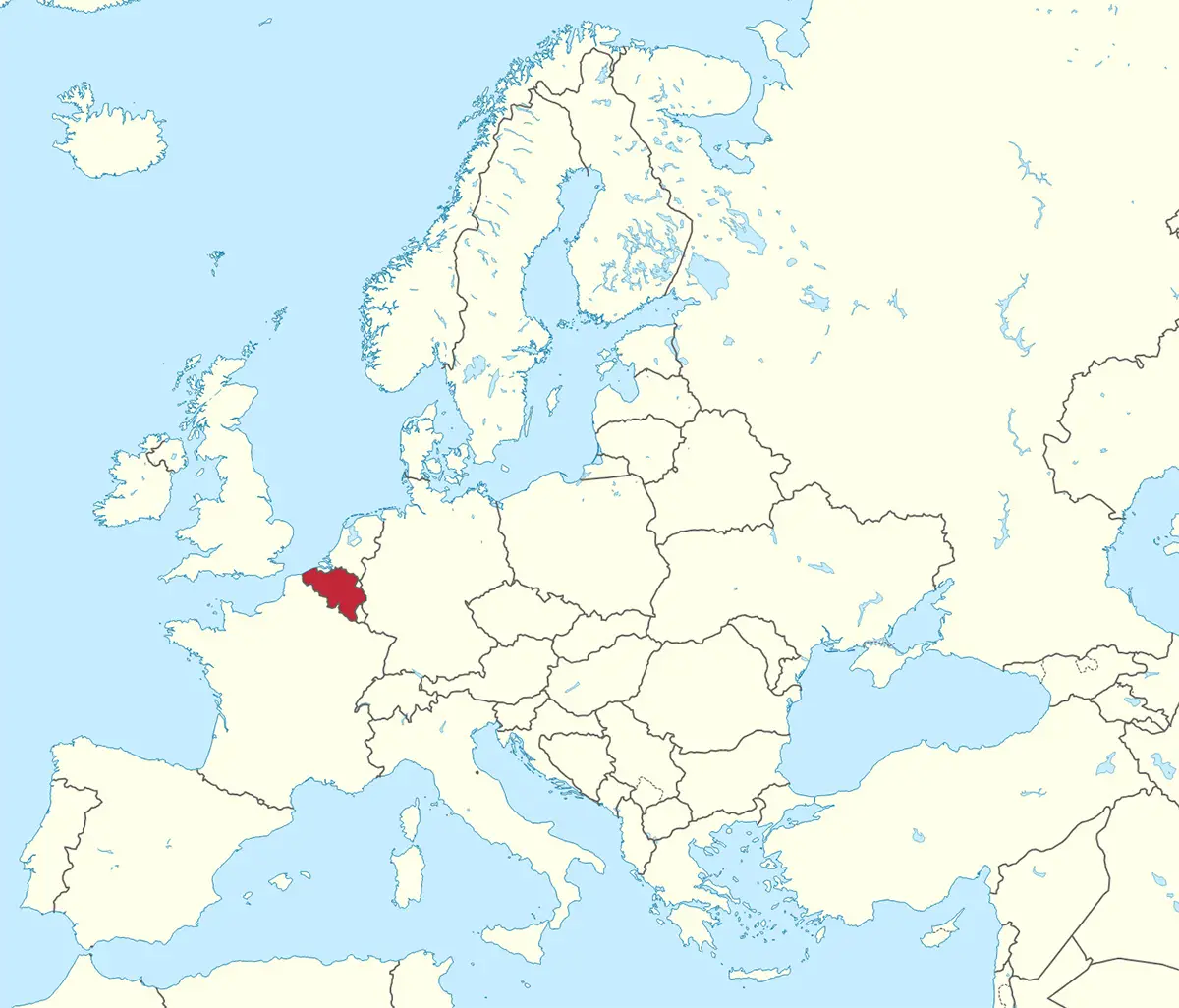 Carte Belgique en Europe