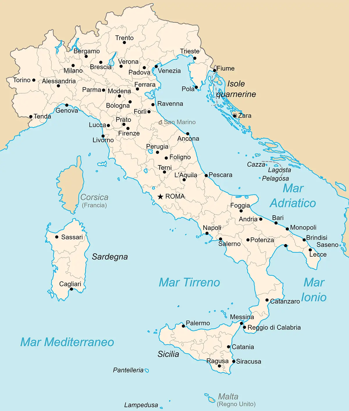 Carte Italie villes